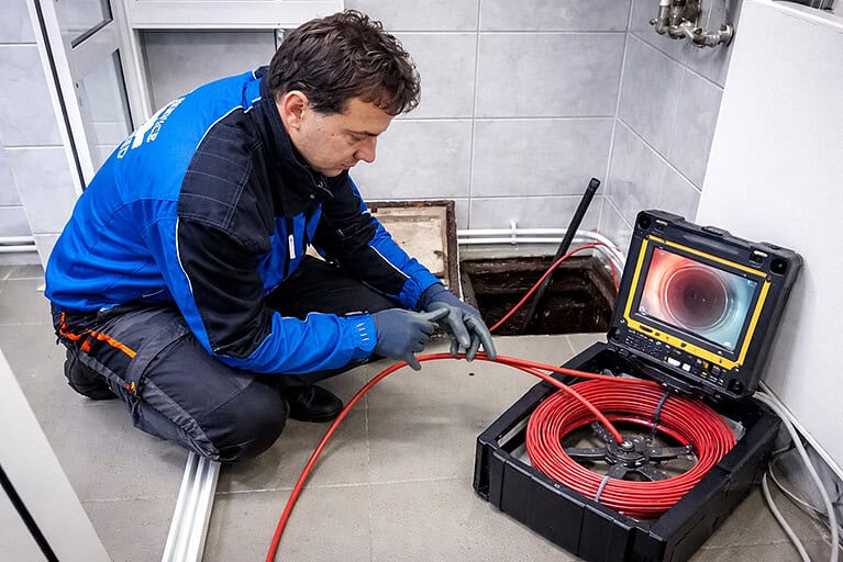 Inspectie video canalizare pentru localizarea defectului pe traseul comun al imobilului