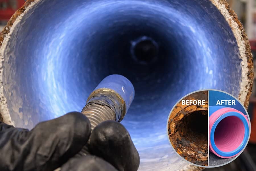 desfundare conducte Reabilitare conducte canalizare Epoxy Spray Lining